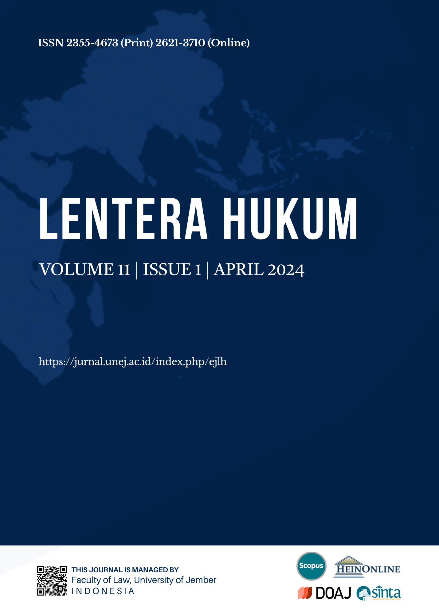 					View Vol. 11 No. 1 (2024): LENTERA HUKUM
				