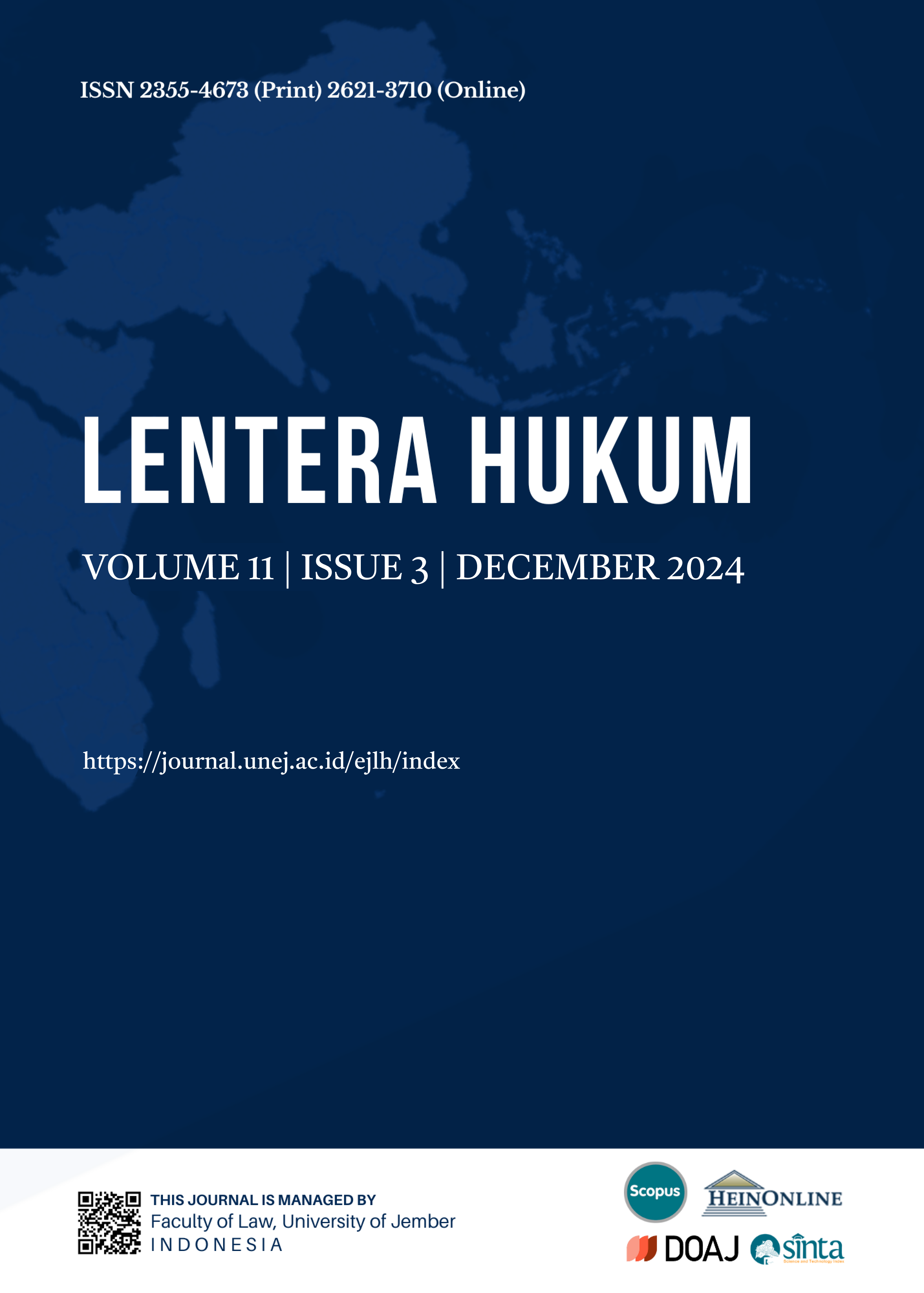 					View Vol. 11 No. 3 (2024): LENTERA HUKUM
				